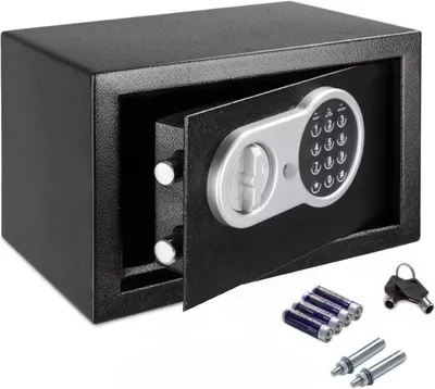Image de Coffre-fort avec serrure électronique à combinaison & clé de secours - 8,5 L, 31 x 20 x 20 cm