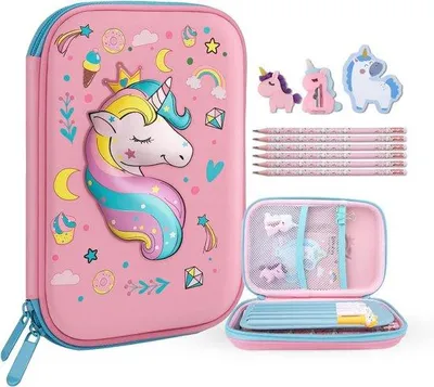 Zdjęcie produktu dla Wodoodporne etui z jednorożcem dla dziewczynek, 3D, do szkoły