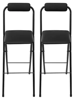 Immagine prodotto di Sgabelli da bar - Sgabelli pieghevoli - Set da 2 - Altezza seduta 75 cm - Imbottiti - Maniglia per il trasporto - Portata massima 125 kg - Neri