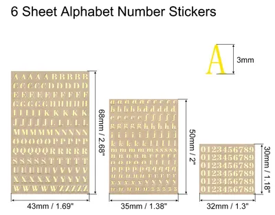 Produktbild von 6 Bl?tter Nummern Buchstaben Aufkleber, 3mm Stereo Selbstklebende  Buchstaben Zahlen Kit fš¹r Postfach,Schilder,Adressnummer,DIY Scrapbooking, Gold, Silber