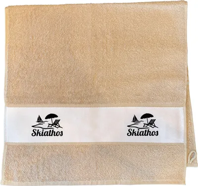 Produktbild von Huuraa Handtuch Skiathos Inselmotiv Griechenland 50x100cm Sand Baumwolle Handtuch Geschenkidee