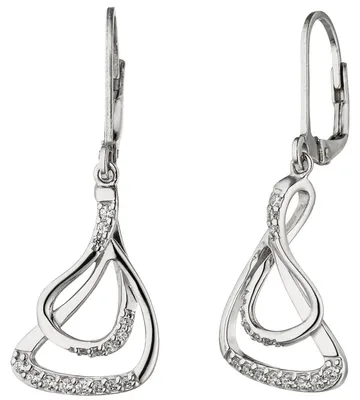 Produktbild von Ohrhänger mit 32 Zirkonia weiß 925 Silber rhodiniert Ohrringe Ohrschmuck Damen