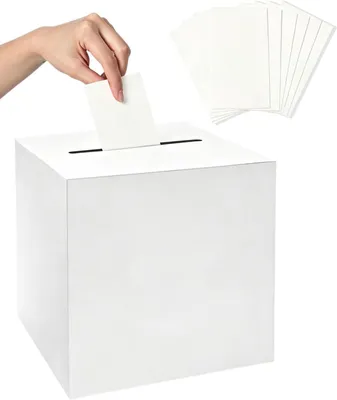 Image de Boîte à cartes avec fente, contenant 20 cartes de remerciement, dimensions 22 x 22 cm, idéale pour un mariage