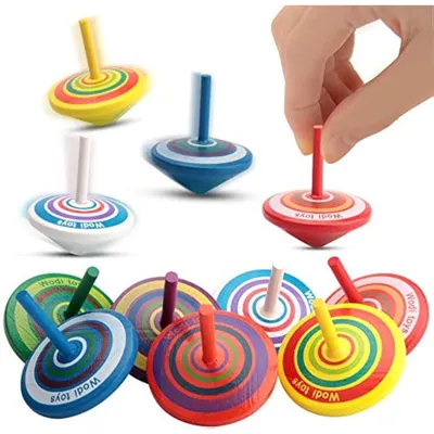 Produktbild von Holzkreisel Spielkreisel Kreisel - 15 Stück - Mehrfarbig - Zufällige Farbe - Als Mitbringsel für Kinder