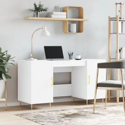 Produktbild von Büroschreibtisch in Weiß, 140 x 50 x 75 cm aus Holzwerkstoff