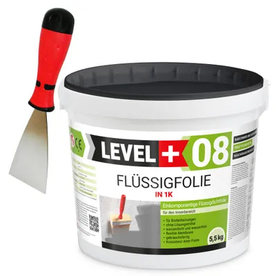 Produktbild von Dicht-Set 5,5kg Flüssigfolie Dusch und Bad Edelstahlspachtel 60mm PROFI SET401