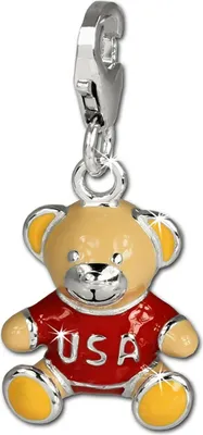 Image de SilberDream 925 Charm ourson en argent véritable pendentif rouge orange D2FC662