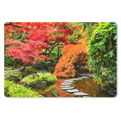 Produktbild von MuchoWow® Schreibtischunterlage Bäume - Japanisch - Steine - Weg - Natur 60x40 cm - XXL Mauspad - Großes Mauspad