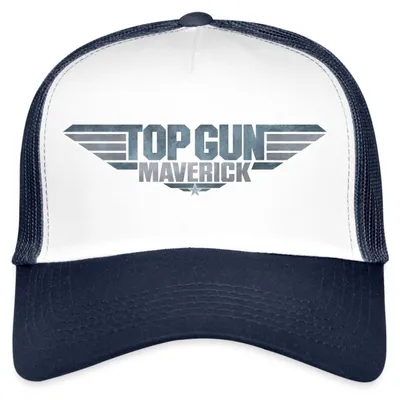 Produktbild von Spreadshirt Top Gun Maverick Logo Trucker Cap, One size, Weiß/Navy