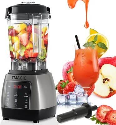 Produktbild von 7MAGIC - Standmixer 2000 Watt mit Touchpanel, Hochleitungsmixer, 2L - 9 Geschwindigkeitsstufen, max. 24.000 U/min, Pulsfunktion, Timer, 5 Programme, Mixer mit Display, 6 Messer aus Edelstahl