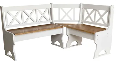 Obrázok produktu pre Biela rohová lavica II z borovicového dreva so sedákom vo farbe jelša 120 x 120 cm