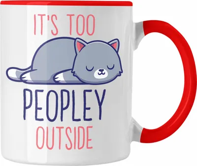 Produktbild von Trendation - Lustige Tasse mit Spruch Katzenbesitzer Geschenk Sprüche Kaffeetasse (Rot)