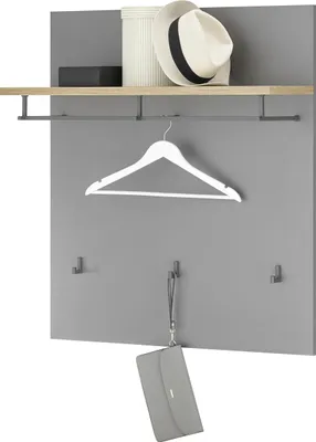 Produktbild von Garderobenpaneel - Artisan Eiche Nachbildung - Grau - 85 x 95 cm - mit Kleiderstange