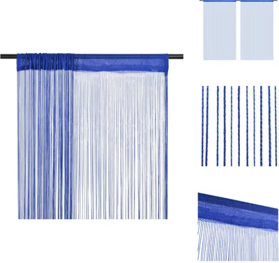 Obrázek produktu pro vidaXL Provázkové záclony 2 ks 100 x 250 cm Modrá - Záclony a závěsy