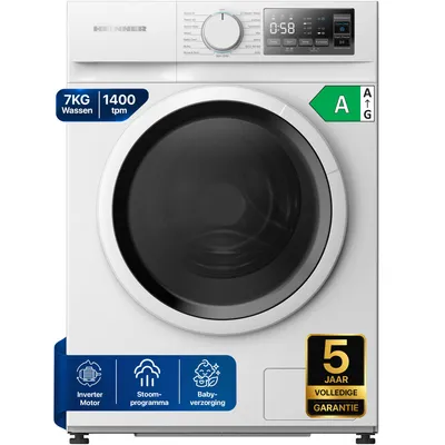 Productafbeelding van Heinner HWM-M714IVNA Voorlader Wasmachine 7 kg, 1400 tpm, Stoom, LED-display, Wit