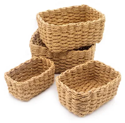 Produktbild von Set aus 4 Aufbewahrungsboxen, geflochten aus Papierseil, stapelbar