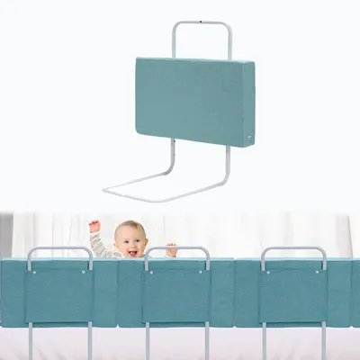 Obrázok produktu pre Ikodm 1x bočnica do postele, 60 cm, zelená, ochranná bočnica do detskej postele, s 5 otvormi, výškovo nastaviteľná, ochrana proti vypadnutiu, vhodná do detskej postieľky a rodinnej postele