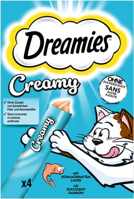 Produktbild von Dreamies Katzenleckerlis Creamy Snacks mit Lachs – 44