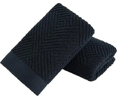 Produktbild von Omgoods – Set aus 2 weichen, schwarzen Handtüchern aus 100% Baumwolle, 30 x 65 cm