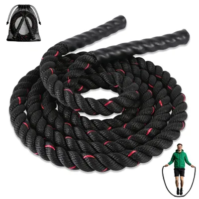 Image de Corde à sauter lestée de 1,3 kg pour adultes - Corde de fitness durable, longueur 3 mètres