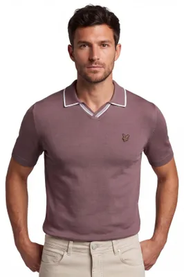 Produktbild von Lyle & Scott gestricktes Polohemd mit offenem Kragen und Spitze braun