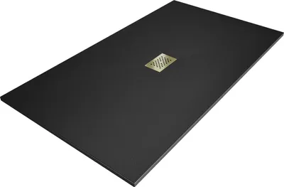 Zdjęcie produktu dla Mexen Hugo brodzik prostokątny SMC 150 x 100 cm, czarny, maskownica złota - 42701015-G