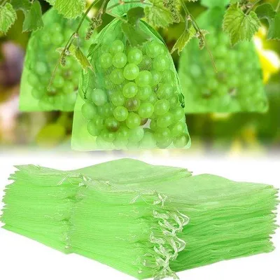 Image de Housses en organza pour fruits, lot de 100, sacs de protection pour fruits, avec sangles, 30 x 20 cm, sacs de protection pour plantes, indestructibles, protégez vos fruits.