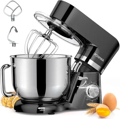 Obrázek produktu pro Kuchyňský robot, objem 6,2 litru, mixér, hnětač těsta, 6 rychlostí, těsto-hnětač o výkonu 1500 W s metličkou, hnětacím hákem, šlehacím nástavcem a ochranným krytem