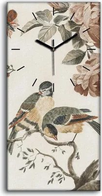 Produktbild von Wandkunst Leinwand Bild Uhr 30x60 Malerei Tiere Vögel Ast Blumen Kunst - schwarze Hände