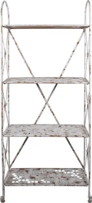 Produktbild von Clayre & Eef Wandregal 76x47x177 cm Weiß Braun Metall