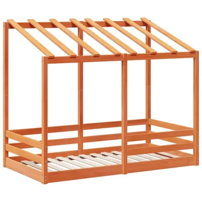 Produktbild von Kinderbett mit Dach Wachsbraun 80x160 cm Massivholz Kiefer