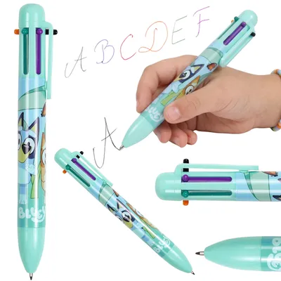 Produktbild von Bluey mehrfarbiger 6-in-1 Kugelschreiber mit Druckmechanismus für Kinder, 6 Farben