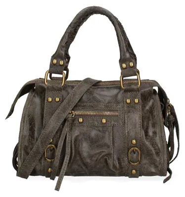 Produktbild von Erisia Damen-Schultertasche aus geprägtem Wildleder Abnehmbarer Riemen  Italy Black B UNICA 25x15x10 cm