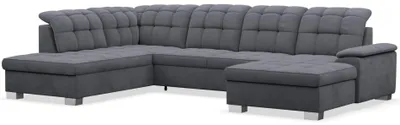 Produktbild von Selsey Jamaal - Wohnlandschaft mit Schlaffunktion und Stauraum, rechtsseitig, Velours hydrophob, dunkelgrau
