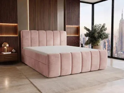 Produktbild von Boxspringbett 160x200 Cloe mit Bettkästen mit Bonell Matratze mit Topper H3 Komplett-Set Doppelbett Polsterbett ROSA velvet, KI-generiertes Bild