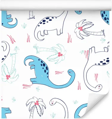 Immagine prodotto di 10m VLIES WALLPAPER rotolo asilo nido animali dinosauri palme piante XXL