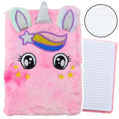 Produktbild von Mit Plüsch gefüttertes Einhorn-Rosa-Regenbogen-Notizbuch