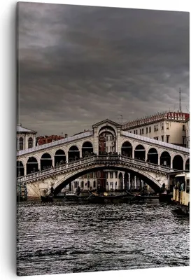 Produktbild von Bild auf Leinwand - Leinwandbild - Einteilig - Venedig Brücke Wasser Stadthäuser - 50x70cm - Wand Bild - Wandbilder - Leinwanddruck - Wanddekoration - Leinwand bilder - Wandbild - PA50x70-0339