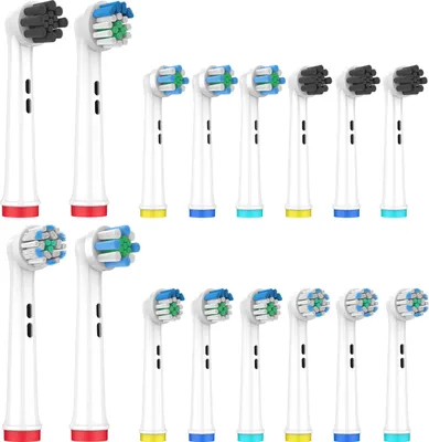 Produktbild von Aufsteckbürsten Kompatibel für Oral B Zahnbürsten (16er Pack) - 4x Sensitive 4x Precision, 4x Cross, 4x Vitality