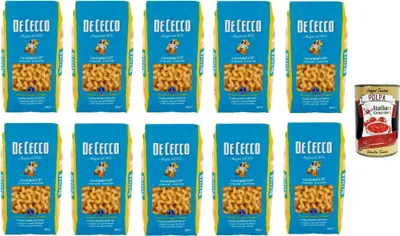 Produktbild von De Cecco Cavatappi N°87, 100% Italienisch Pasta Nudeln 10x 500g + Italian Gourmet Polpa 400g
