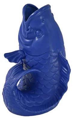 Immagine prodotto di Werner Voß, vaso scultoreo "Blubb", vaso a forma di pesce, gres, blu opaco, 44 cm, 54723