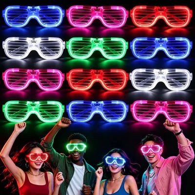 Image de Lunettes de fête lumineuses, lot de 12, néon, pour fêtes d'anniversaire pour enfants