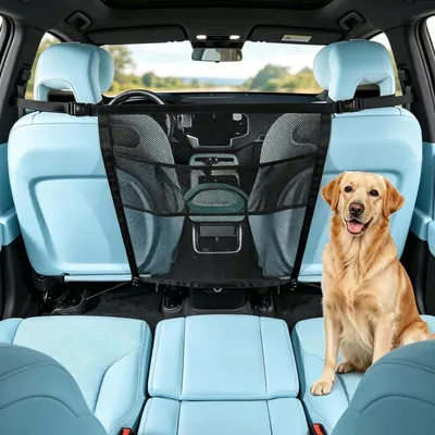 Produktbild von Hundegitter Auto Universal Sicherheitsnetz für Hunde Schutzgitter Schwarz 69 x 57 cm