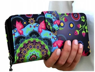 Produktbild von Großer Damen Portemonnaie Organizer mit Reißverschluss Blumenmuster