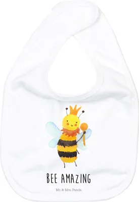 Produktbild von Mr. & Mrs. Panda Lätzchen Biene König - Weiß - Geschenk, Babylätzchen, Sabber, Baumwoll-Lätzchen, Wespe, Für Babys, Sabberlätzchen