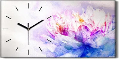 Produktbild von Küchenuhr Bürouhr Leinwand Uhr Geräuschlos 60x30 groß Aquarell der Blume - schwarze Hände