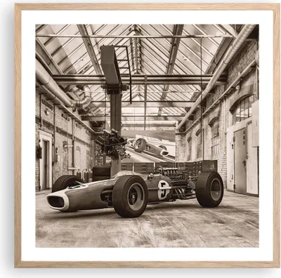Produktbild von Gerahmtes Poster - Rahmen in heller Eiche - Formel 1 Rennen Retro - 60x60 cm - Wand Bild - Wanddeko - Wandbilder - Kunstposter - Wandposter - Bilderrahmen - Bilder - Kunstdruck - P2NAC60x60-4918