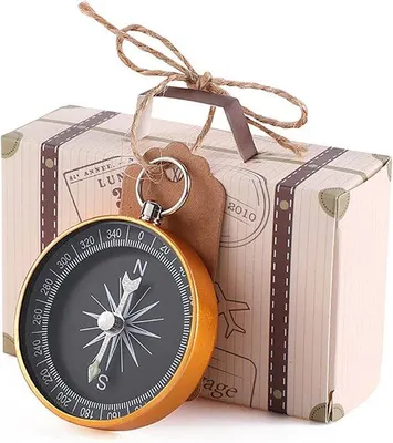 Produktbild von Antiker Reisekoffer mit Orientierungsgerät - Hochzeitsschmuck/Feierartikel - 10er Pack - Kaffeebraun