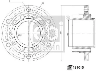 Produktbild von FEBI BILSTEIN 181015 Radnabe Hinten für MAN TGL Ø245mm Lochkreis