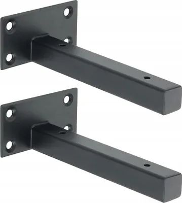 Zdjęcie produktu dla Wspornik półki metalowy 15 cm – czarny uchwyt niewidoczny, 2 szt.